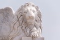 Winged Lion of Venice statue at Foinikoudes promenade. Smiling lion monument, Larnaca. Cyprus Royalty Free Stock Photo