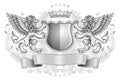 Winged Lions Holding Shield Emblem Royalty Free Stock Photo