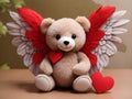 Winged Love: Red Heart Teddy Bear Wall Art Royalty Free Stock Photo