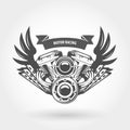 Winged motorcycle engine emblem - bike motor