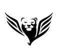 Winged panther head simple black and white vector design Royalty Free Stock Photo