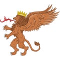 winged rampant lion vector with crown Royalty Free Stock Photo