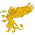 winged rampant lion vector with crown Royalty Free Stock Photo