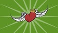 winged red heart tattoo sticker, background card illustrations Royalty Free Stock Photo