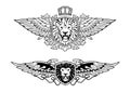 Winged Roaring Lion Shield Insignias