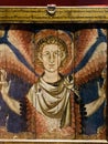 Winged seraph on wooden ceiling panel from Painted Chamber,