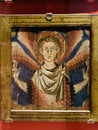 Winged seraph on wooden ceiling panel from Painted Chamber,