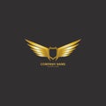 winged shield gold logo design symbol  illustration- Royalty Free Stock Photo