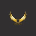 winged shield gold logo design symbol  illustration- Royalty Free Stock Photo