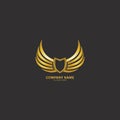 winged shield gold logo design symbol  illustration- Royalty Free Stock Photo