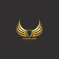 winged shield gold logo design symbol  illustration- Royalty Free Stock Photo