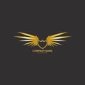 winged shield gold logo design symbol  illustration- Royalty Free Stock Photo