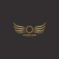 winged shield gold logo design symbol  illustration- Royalty Free Stock Photo