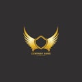 winged shield gold logo design symbol vector illustration-vector Royalty Free Stock Photo