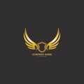 winged shield gold logo design symbol vector illustration-vector Royalty Free Stock Photo