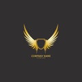 winged shield gold logo design symbol vector illustration-vector Royalty Free Stock Photo