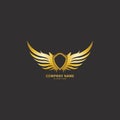 winged shield gold logo design symbol vector illustration-vector Royalty Free Stock Photo