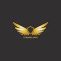 winged shield gold logo design symbol vector illustration-vector Royalty Free Stock Photo