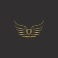 winged shield gold logo design symbol vector illustration-vector Royalty Free Stock Photo