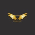 winged shield gold logo design symbol vector illustration-vector Royalty Free Stock Photo