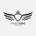Winged shield white with crown. Icon template