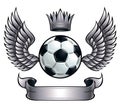 Winged soccer ball emblem. Royalty Free Stock Photo