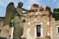 The Winged Victory and behind it the remains of the Roman Forum in Brescia, Lombardy, Italy Royalty Free Stock Photo