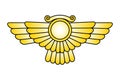 Winged sun emblem of god Ashur or Ashshur, a sun disk with wings