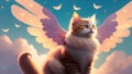 wingged cat in the sky Royalty Free Stock Photo