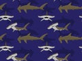 Winghead Shark Cartoon Background Seamless Wallpaper