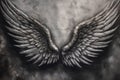 Wings Of Angel Painted On Concrete Wall In Graphite Style. Generative AI Royalty Free Stock Photo