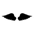 Wings of bird devil angel Pair of spread out animal part Fly concept Freedom idea icon black color vector illustration flat style