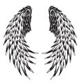 Wings Bird feather Angel animal vintage silhouette vector Royalty Free Stock Photo