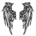 Wings Bird feather Black & White Tattoo Vector Royalty Free Stock Photo