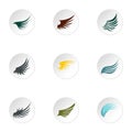 Wings of bird icons set, flat style Royalty Free Stock Photo