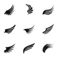 Wings of bird icons set, simple style Royalty Free Stock Photo