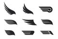 Wings Bird Vector Silhouette design collection. Wing Elements for Logo Heraldic Emblem identity