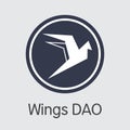 Wings Dao - Cryptographic Currency Symbol.