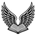 Wings Embracing Open Book Symbolizing Knowledge Freedom and Imagination