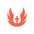 Wings freedom cross church creative logo