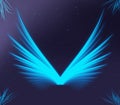 Wings that glow bright blue in darkness