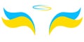 Wings and halo flag of ukraine. Peace symbol. Vector illustration. stock image.