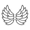 Wings icon. Line art. White background. Social media icon. Business concept. Sign, symbol, web element. Tattoo template.