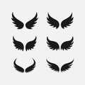 Wings icon logo set vector. Wing logo collection on white background