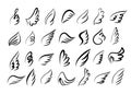 Wings icon set sketch collection cartoon hand drawn vector illustration sketch in doodle. Royalty Free Stock Photo