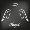 Angel wings icon sketch collection, religious calligraphic text symbol of Christianity hand drawn vector illustration Royalty Free Stock Photo