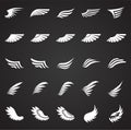 Wings icons set on black background for graphic and web design. Simple vector sign. Internet concept symbol for website Royalty Free Stock Photo