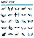 Wings icons set on white background for graphic and web design. Simple vector sign. Internet concept symbol for website Royalty Free Stock Photo