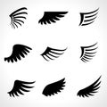 Wings icons set on white background