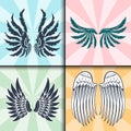 Wings isolated animal feather pinion bird freedom flight natural peace design vector illustration. Royalty Free Stock Photo